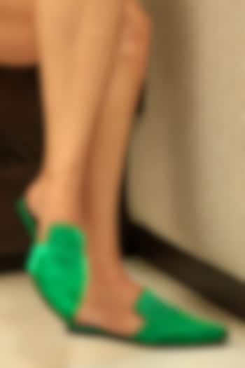 Electric Green Satin Mules by Perca