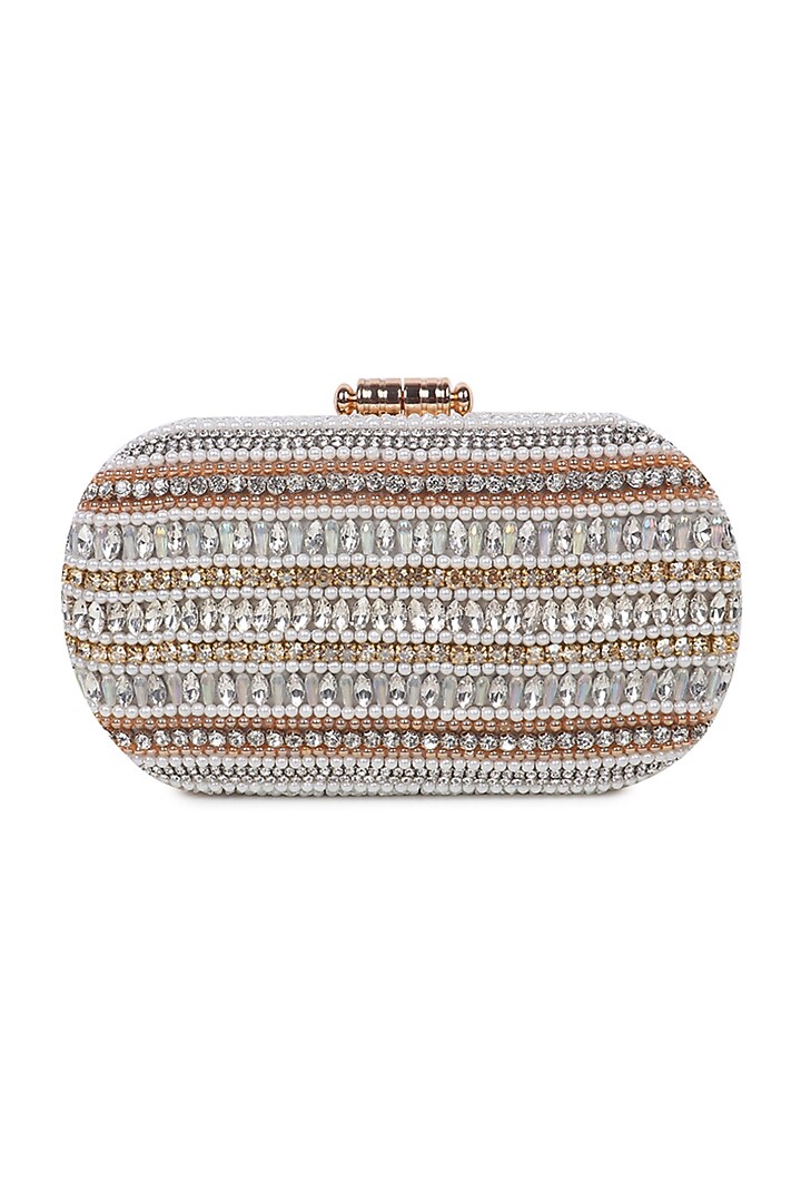 Multi-Colored Japanese Satin Embellished Clutch by Puro Cosa at Pernia's Pop Up Shop