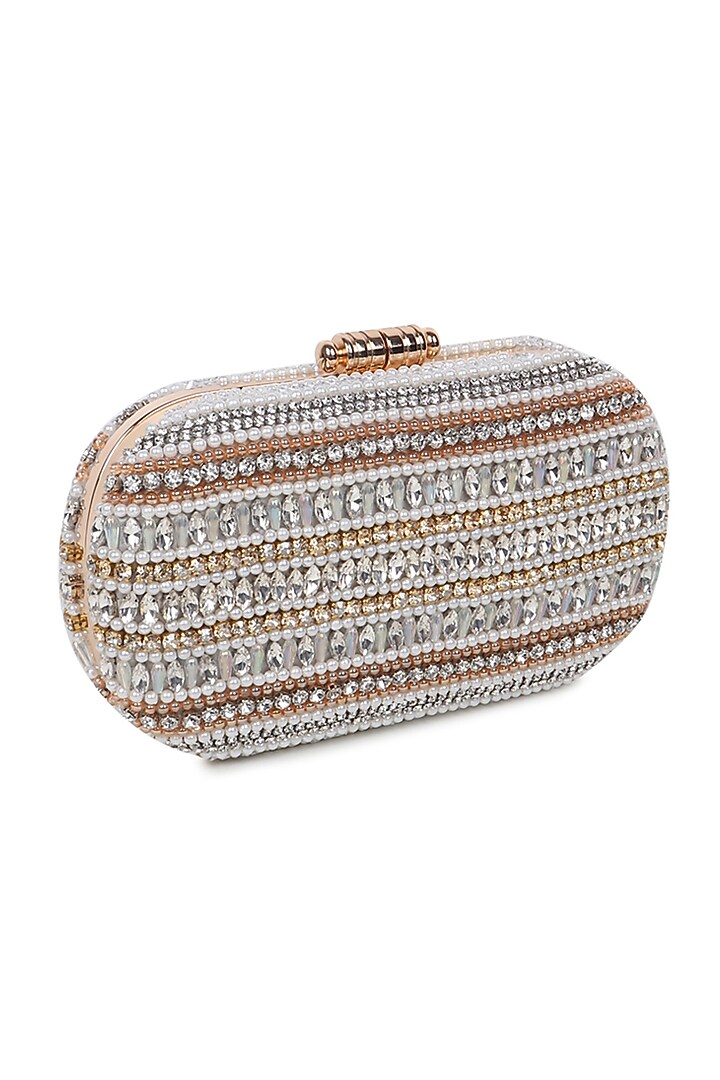 Multi-Colored Japanese Satin Embellished Clutch by Puro Cosa at Pernia's Pop Up Shop