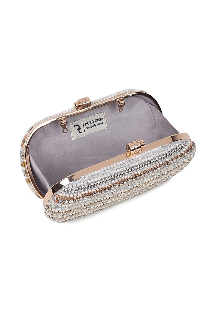 Multi-Colored Japanese Satin Embellished Clutch by Puro Cosa at Pernia's Pop Up Shop