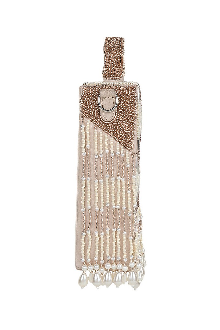 Ivory Embroidered Hand Bag by Puro Cosa at Pernia's Pop Up Shop