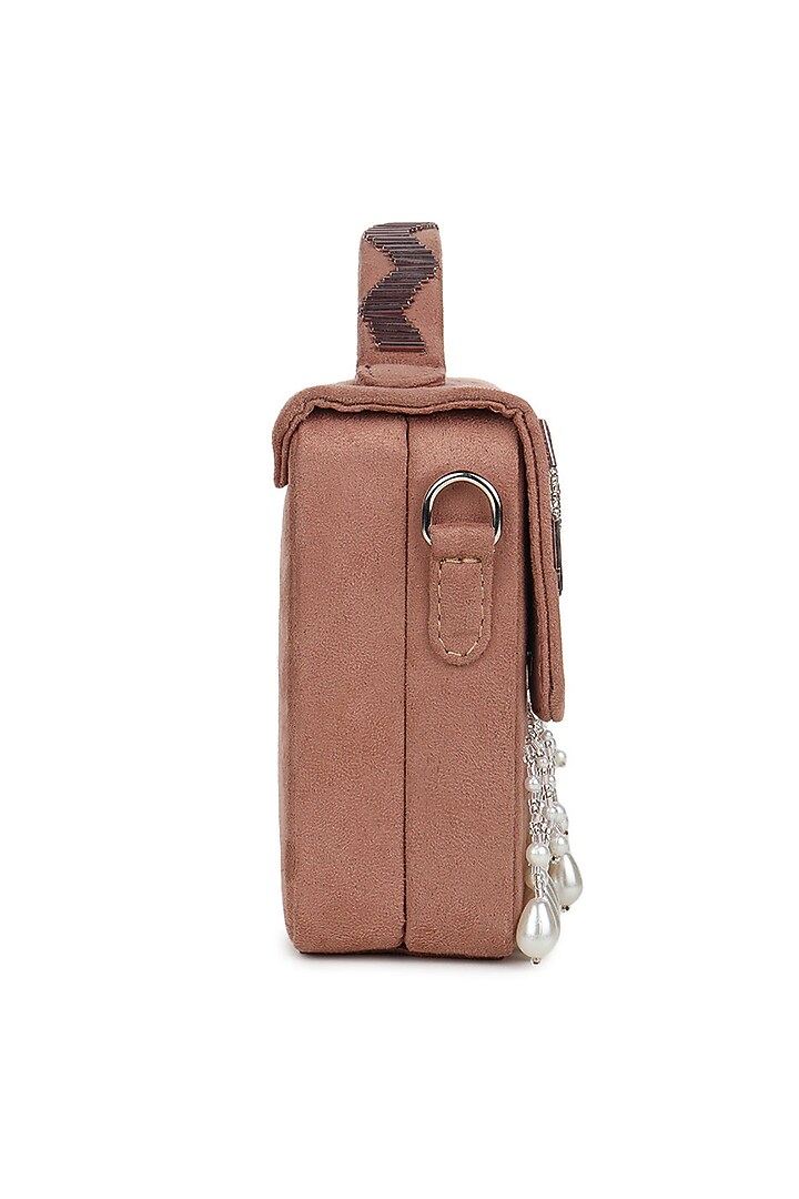 Nude Embroidered Box Hand Bag by Puro Cosa at Pernia's Pop Up Shop