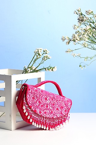 Rani Pink Embroidered Handbag by Puro Cosa