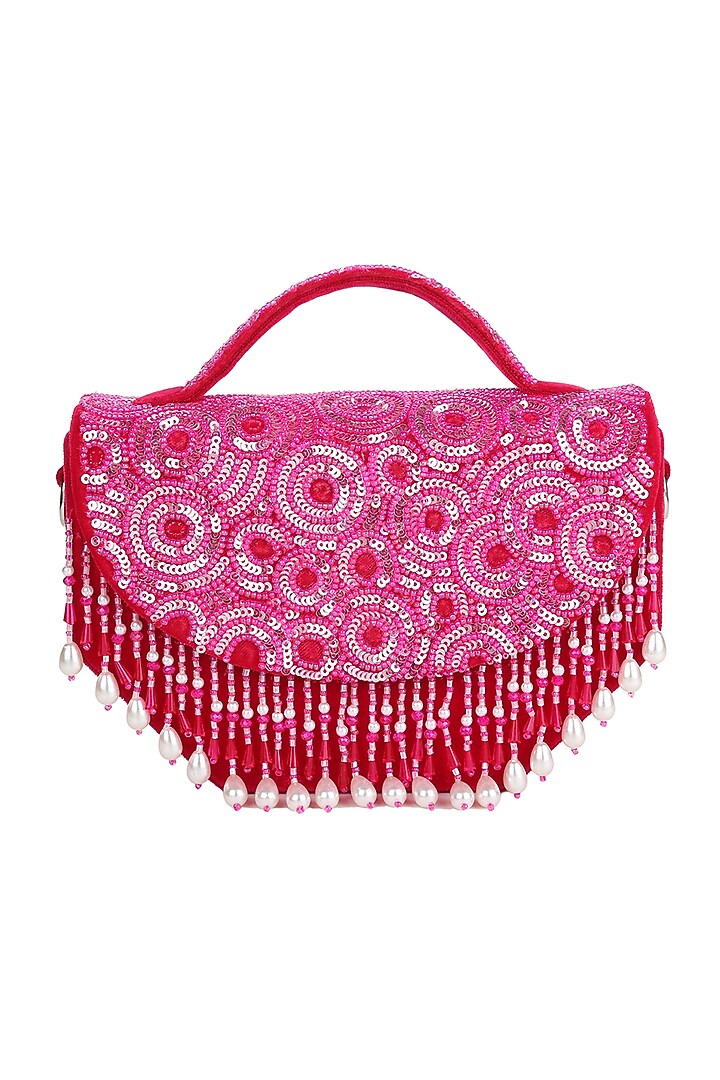 Rani Pink Embroidered Handbag by Puro Cosa at Pernia's Pop Up Shop