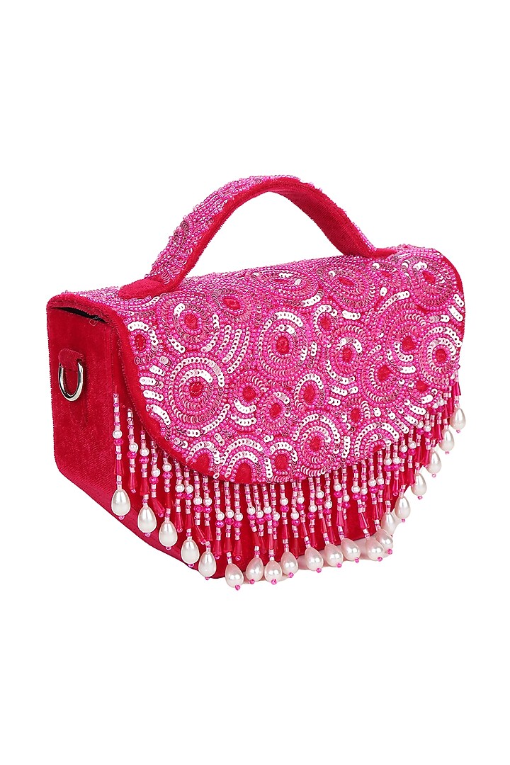 Rani Pink Embroidered Handbag by Puro Cosa at Pernia's Pop Up Shop
