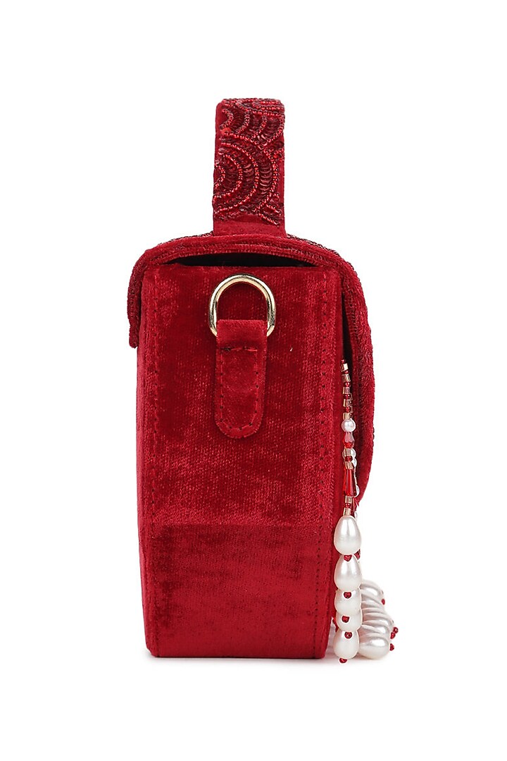 Maroon Emroidered Handbag by Puro Cosa at Pernia's Pop Up Shop