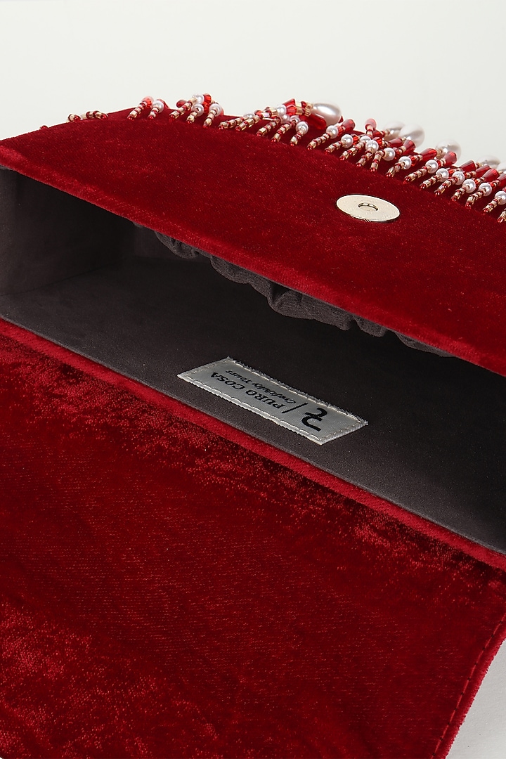 Maroon Emroidered Handbag by Puro Cosa at Pernia's Pop Up Shop