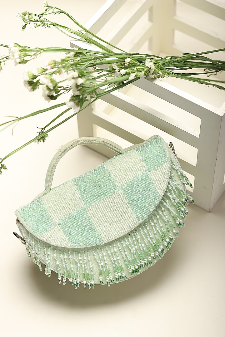 Mint Embroidered Handbag by Puro Cosa at Pernia's Pop Up Shop