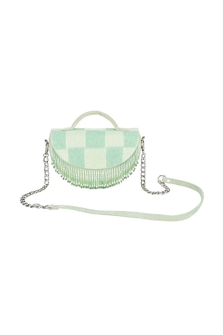 Mint Embroidered Handbag by Puro Cosa at Pernia's Pop Up Shop