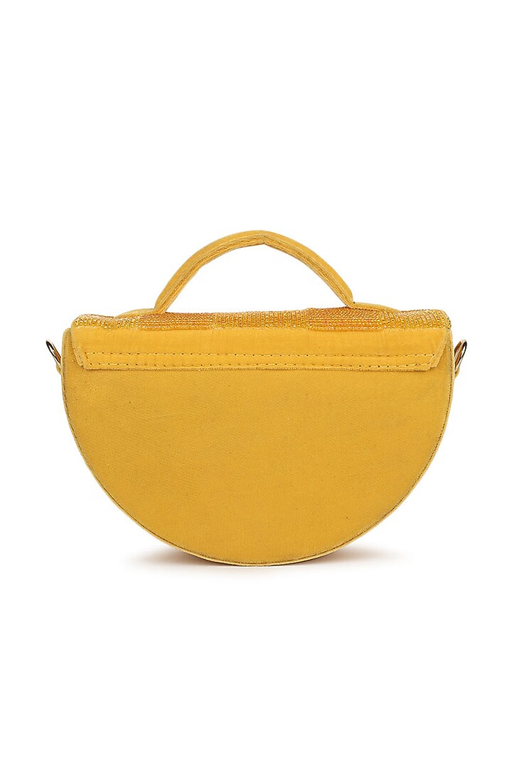 Yellow Embroidered Handbag by Puro Cosa at Pernia's Pop Up Shop