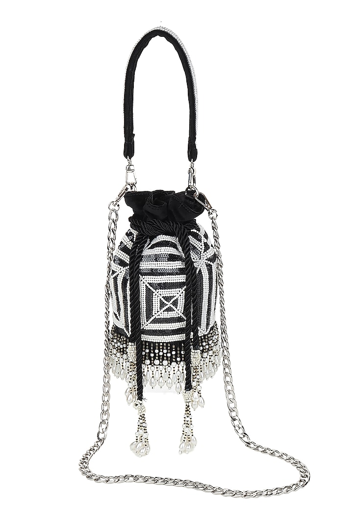 Black Embroidered Potli by Puro Cosa at Pernia's Pop Up Shop