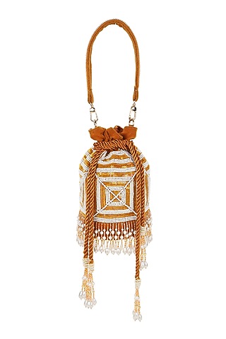 Mustard Embroidered Potli by Puro Cosa