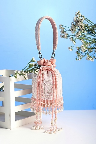 Pink Embroidered Potli by Puro Cosa