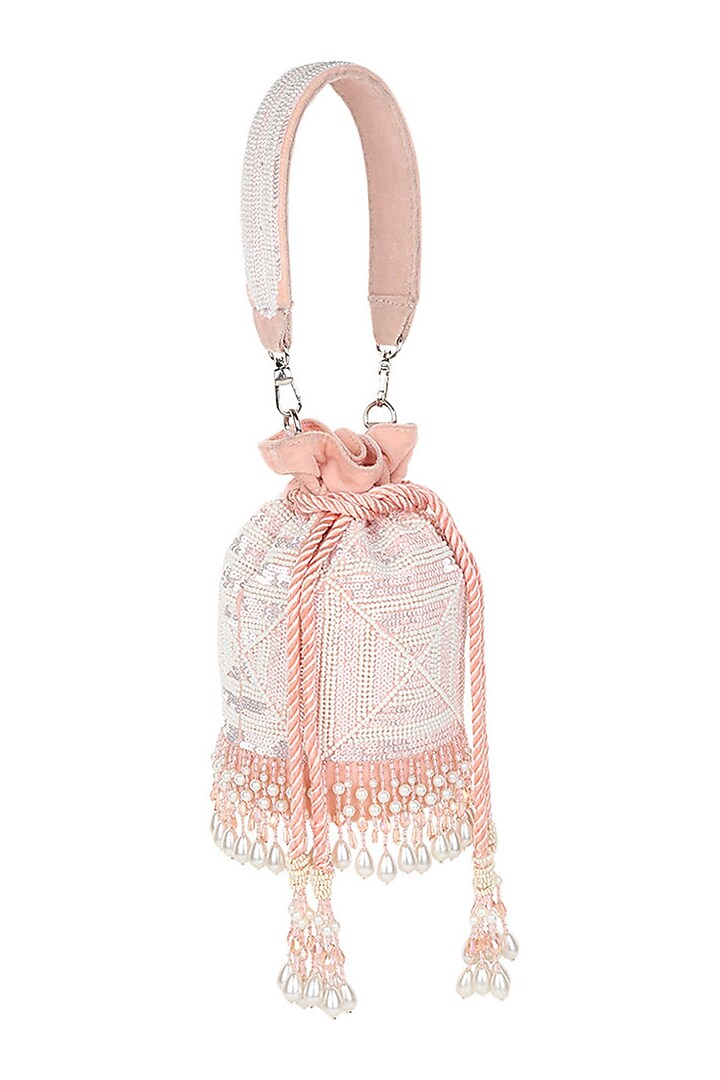 Pink Embroidered Potli by Puro Cosa at Pernia's Pop Up Shop