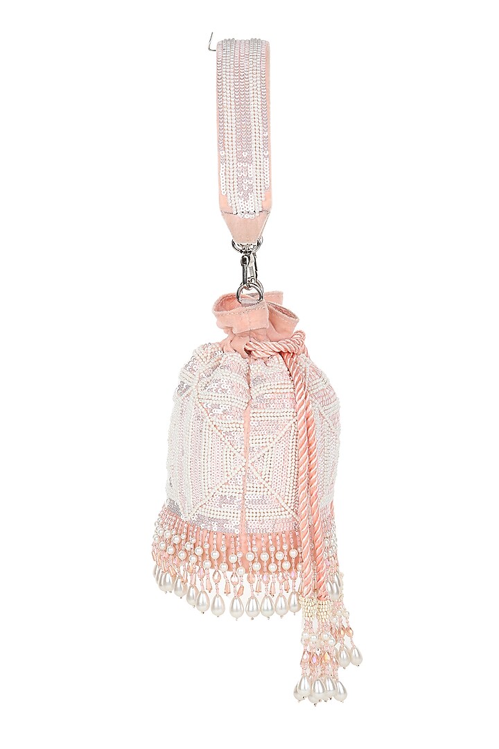 Pink Embroidered Potli by Puro Cosa at Pernia's Pop Up Shop