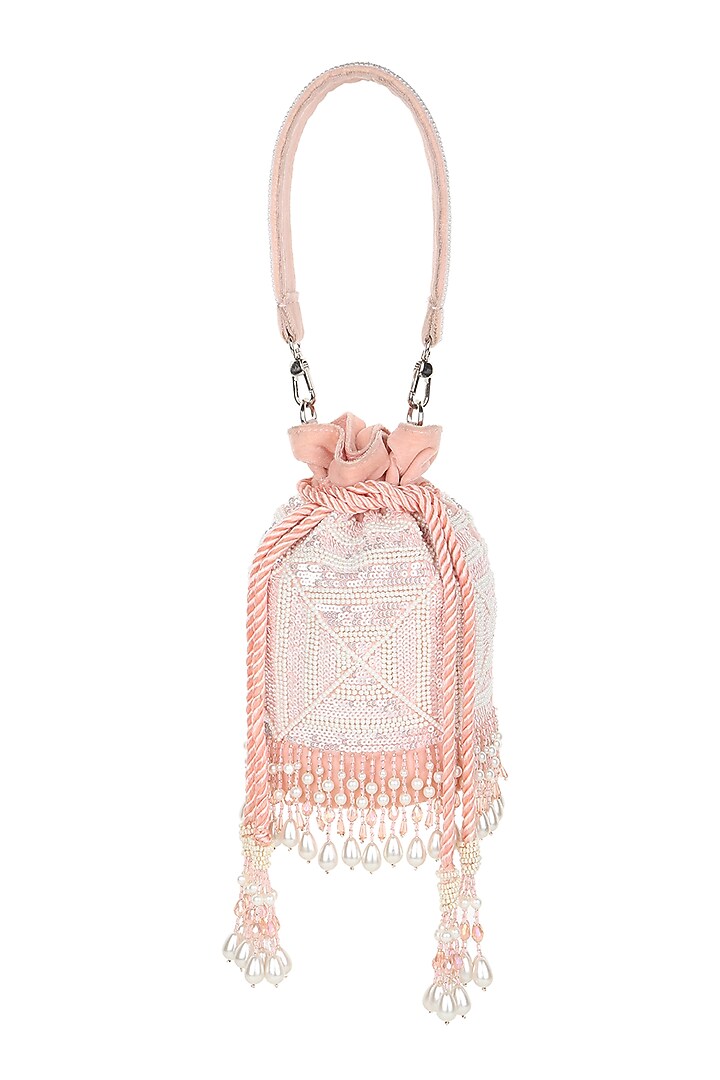 Pink Embroidered Potli by Puro Cosa at Pernia's Pop Up Shop