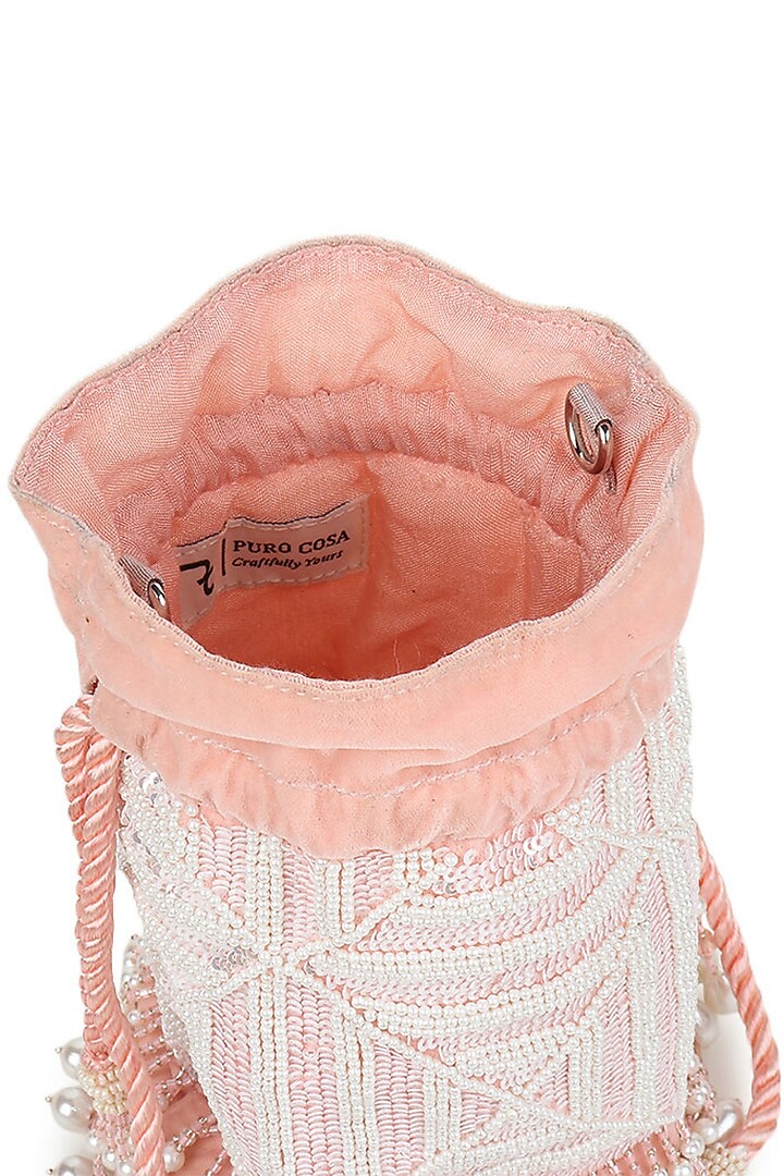 Pink Embroidered Potli by Puro Cosa at Pernia's Pop Up Shop