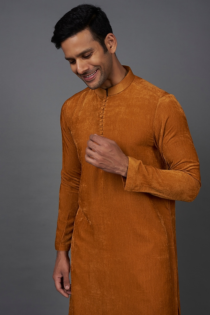 Rust Viscose Kurta Set by Prima Czar at Pernia's Pop Up Shop