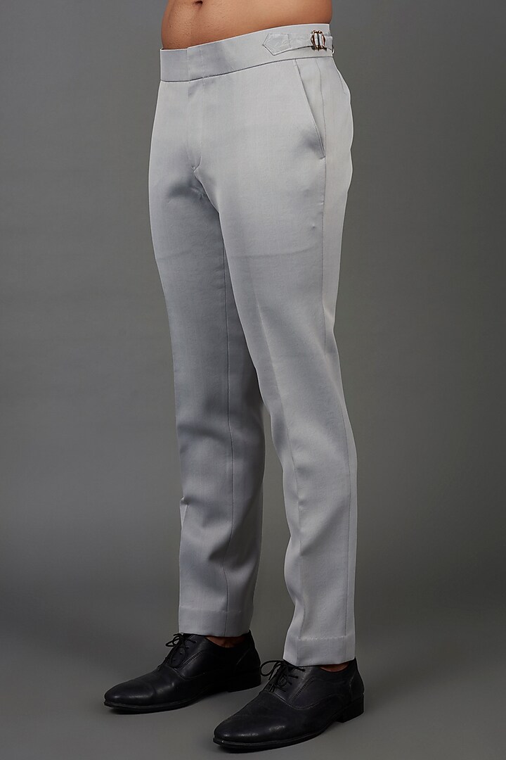 Grey Jacquard Embroidered Wedding Bandhgala Set by Prima Czar at Pernia's Pop Up Shop