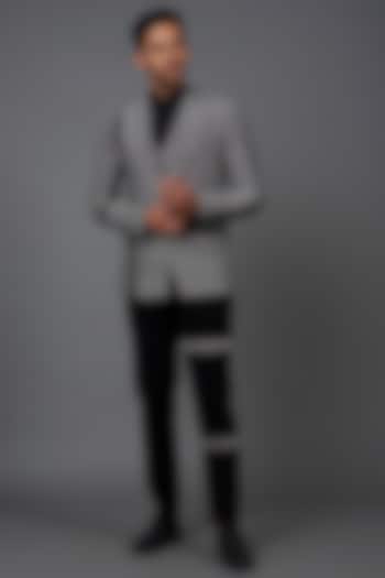 Black & White Jacquard Jacket Set by Prima Czar