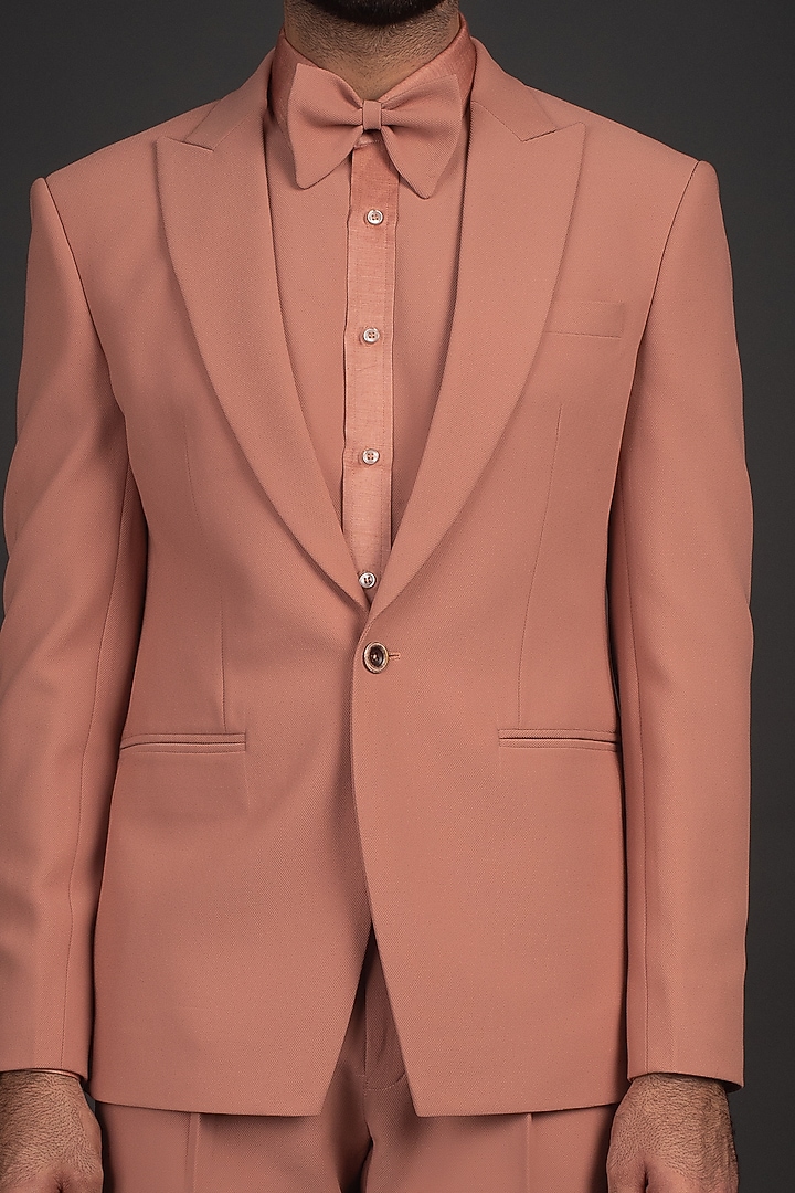 Dry Peach Dobby Tuxedo Set by Prima Czar at Pernia's Pop Up Shop
