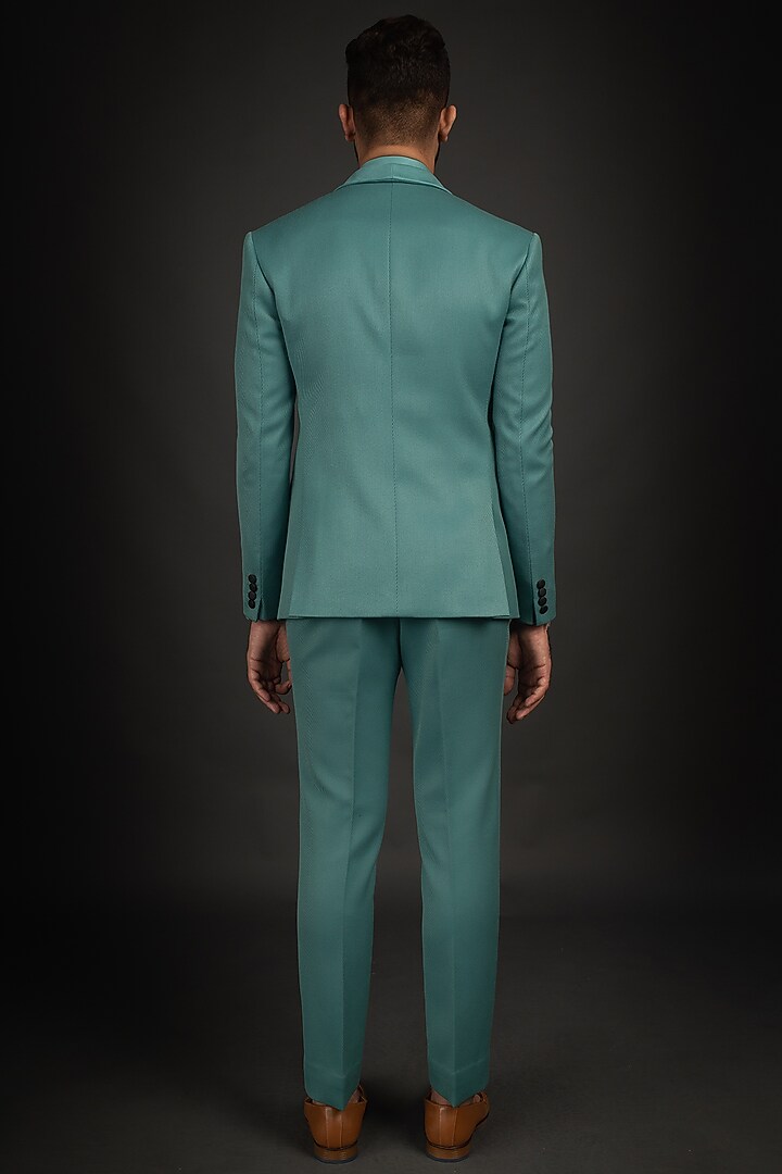 Green Twill Tuxedo Set With Quilted Shirt by Prima Czar at Pernia's Pop Up Shop