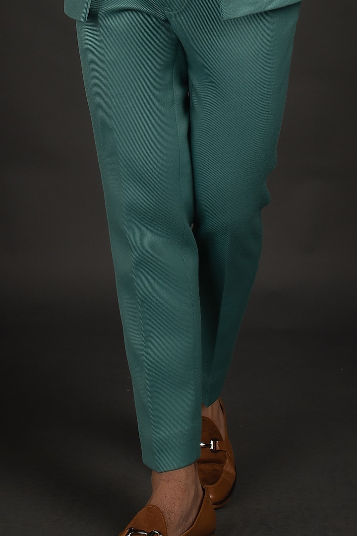 Green Twill Tuxedo Set With Quilted Shirt by Prima Czar at Pernia's Pop Up Shop