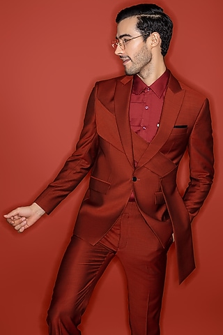 Rust Wool Panelled Jacket by Prima Czar