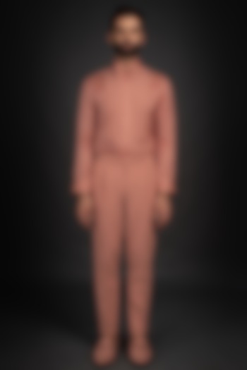 Dry Peach Linen Satin Wedding Shirt by Prima Czar at Pernia's Pop Up Shop