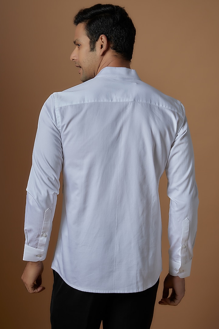 White Cotton Party Wear Shirt by Prima Czar at Pernia's Pop Up Shop