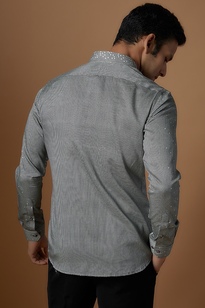 Grey Cotton Printed Party Wear Shirt by Prima Czar at Pernia's Pop Up Shop