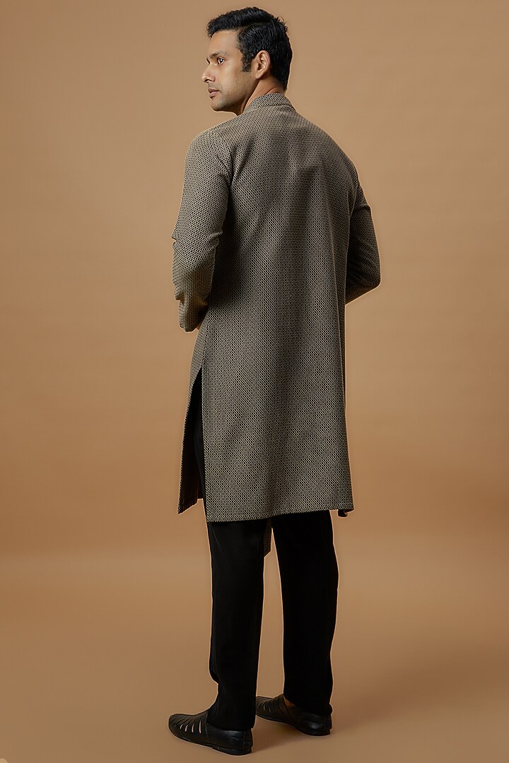 Grey Jacquard Printed Kurta Set by Prima Czar at Pernia's Pop Up Shop
