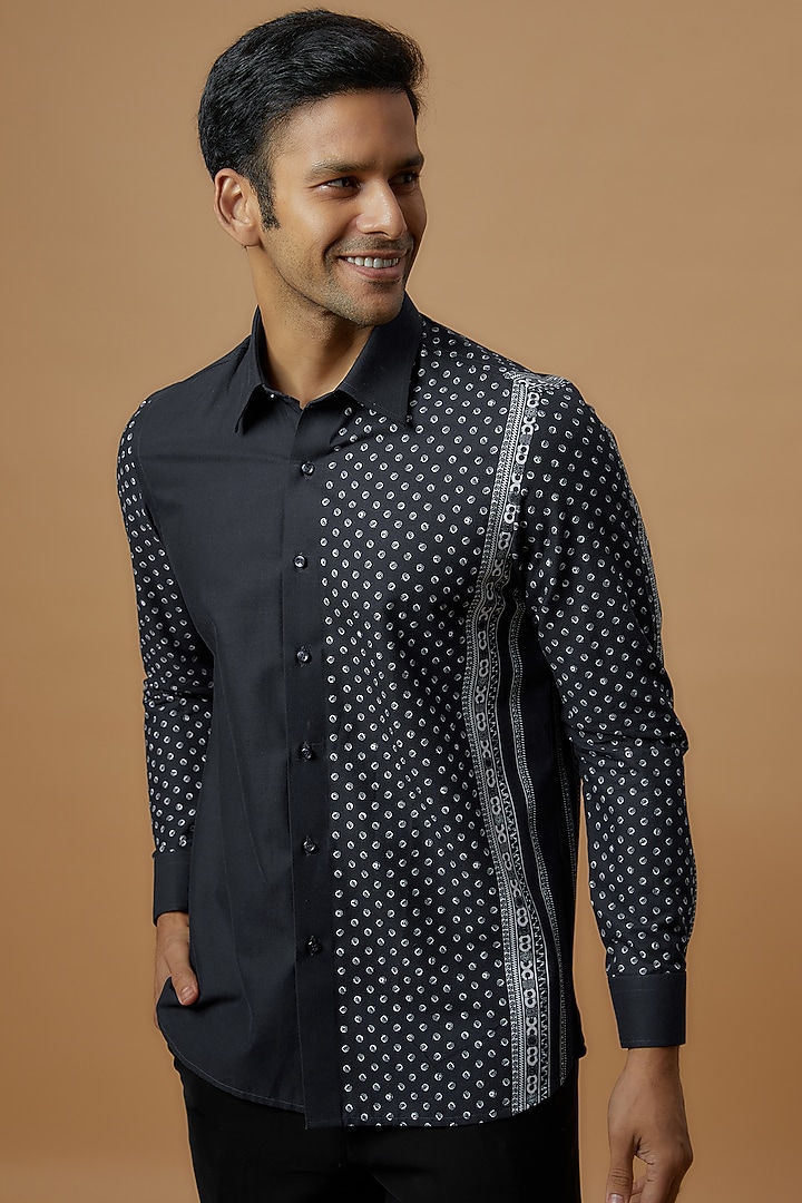 Blue Cotton Printed Party Wear Shirt by Prima Czar at Pernia's Pop Up Shop