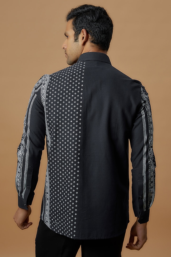Blue Cotton Printed Party Wear Shirt by Prima Czar at Pernia's Pop Up Shop