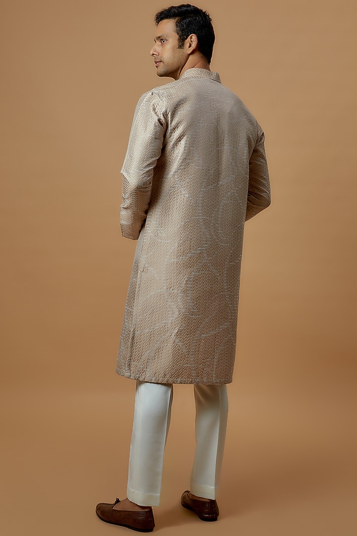 Cream Jacquard Printed Kurta by Prima Czar at Pernia's Pop Up Shop
