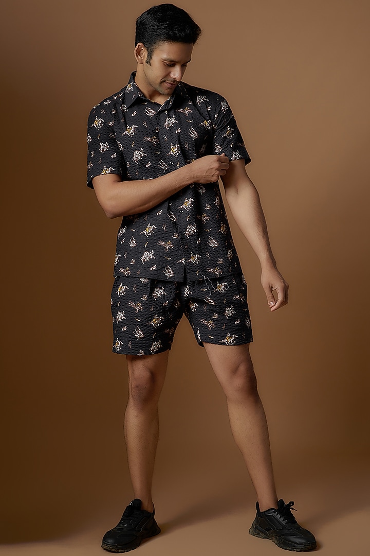 Blue Seersucker Printed Co-Ord Set by Prima Czar at Pernia's Pop Up Shop