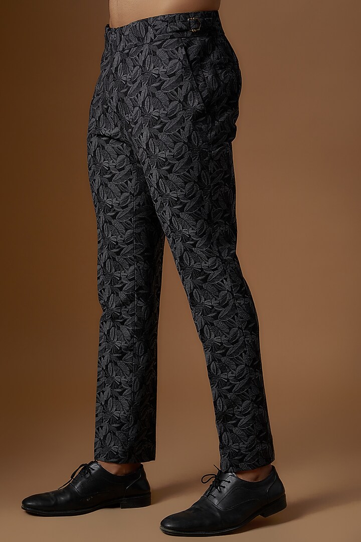 Grey Jacquard Printed Jacket Set by Prima Czar at Pernia's Pop Up Shop