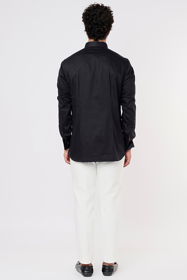 Black Cotton Satin Pant Set by Prima Czar at Pernia's Pop Up Shop