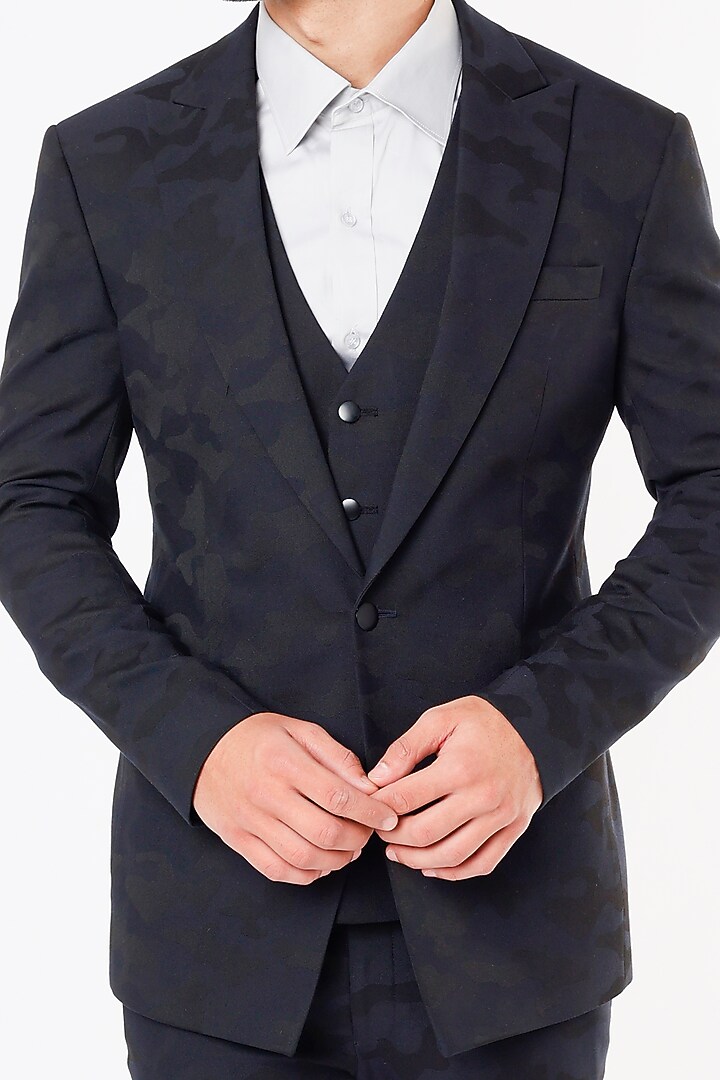 Cobalt Blue Wool Blazer Set by Prima Czar at Pernia's Pop Up Shop