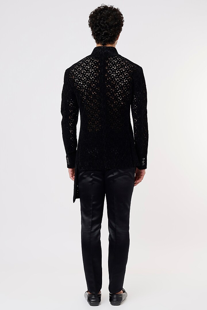Black Suede Velvet Jacket Set by Prima Czar at Pernia's Pop Up Shop