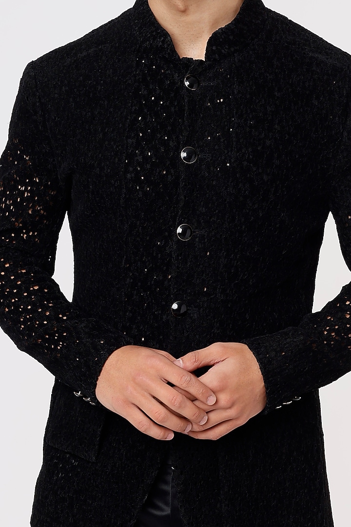 Black Suede Velvet Jacket Set by Prima Czar at Pernia's Pop Up Shop