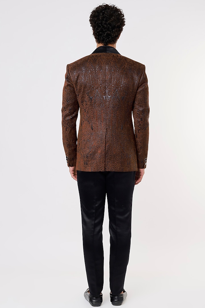Brown Yarn-Dyed Tuxedo Set by Prima Czar at Pernia's Pop Up Shop