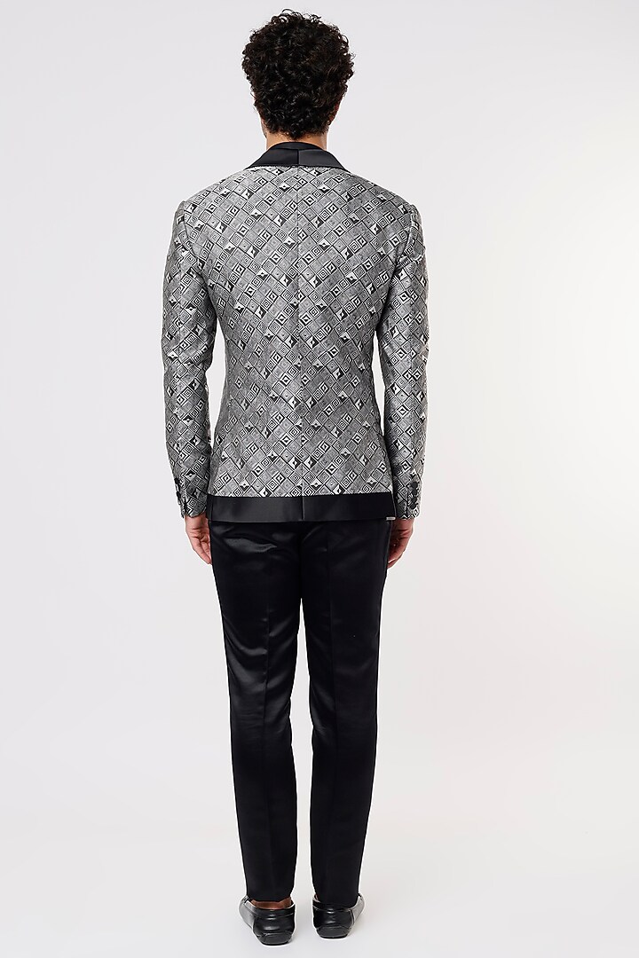 Grey Satin Tuxedo Set by Prima Czar at Pernia's Pop Up Shop