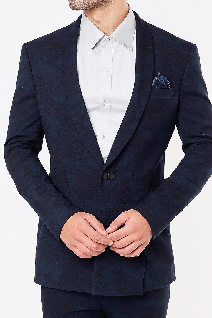 Blue Rayon Blazer Set by Prima Czar at Pernia's Pop Up Shop