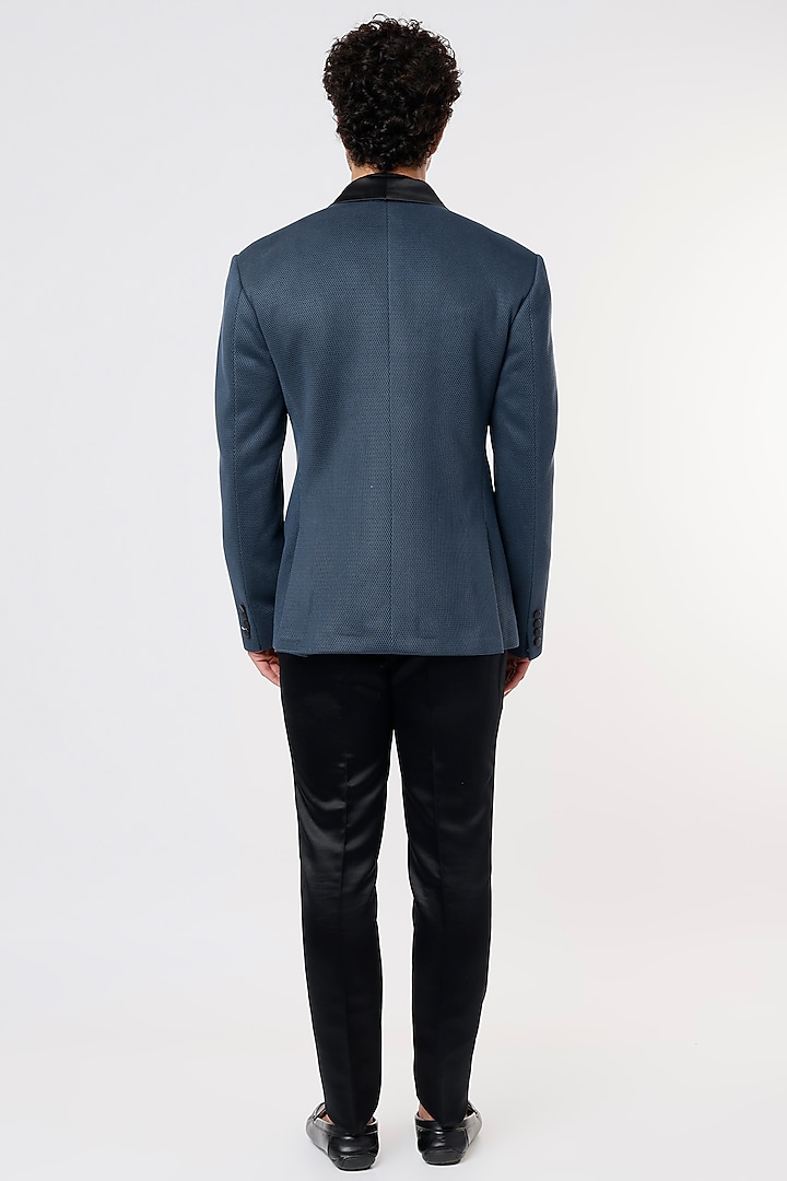 Cobalt Blue Knitted Tuxedo Set by Prima Czar at Pernia's Pop Up Shop