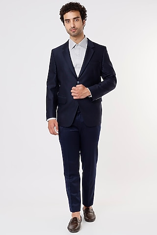 Black Wool Blazer Set by Prima Czar
