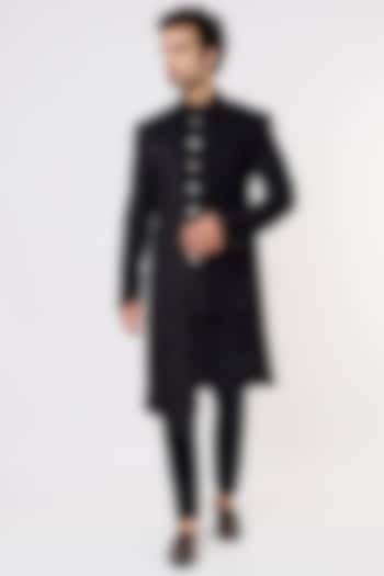 Black Suede Velvet Wedding Indowestern Set by Prima Czar at Pernia's Pop Up Shop