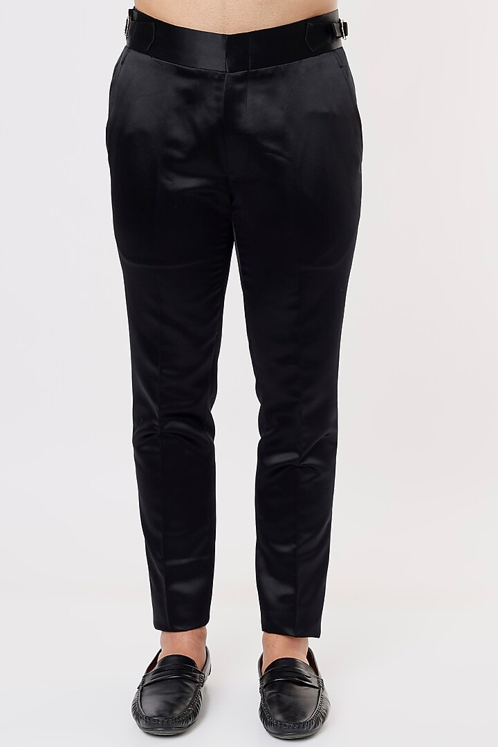 Black Wool Wedding Bandhgala Set by Prima Czar at Pernia's Pop Up Shop