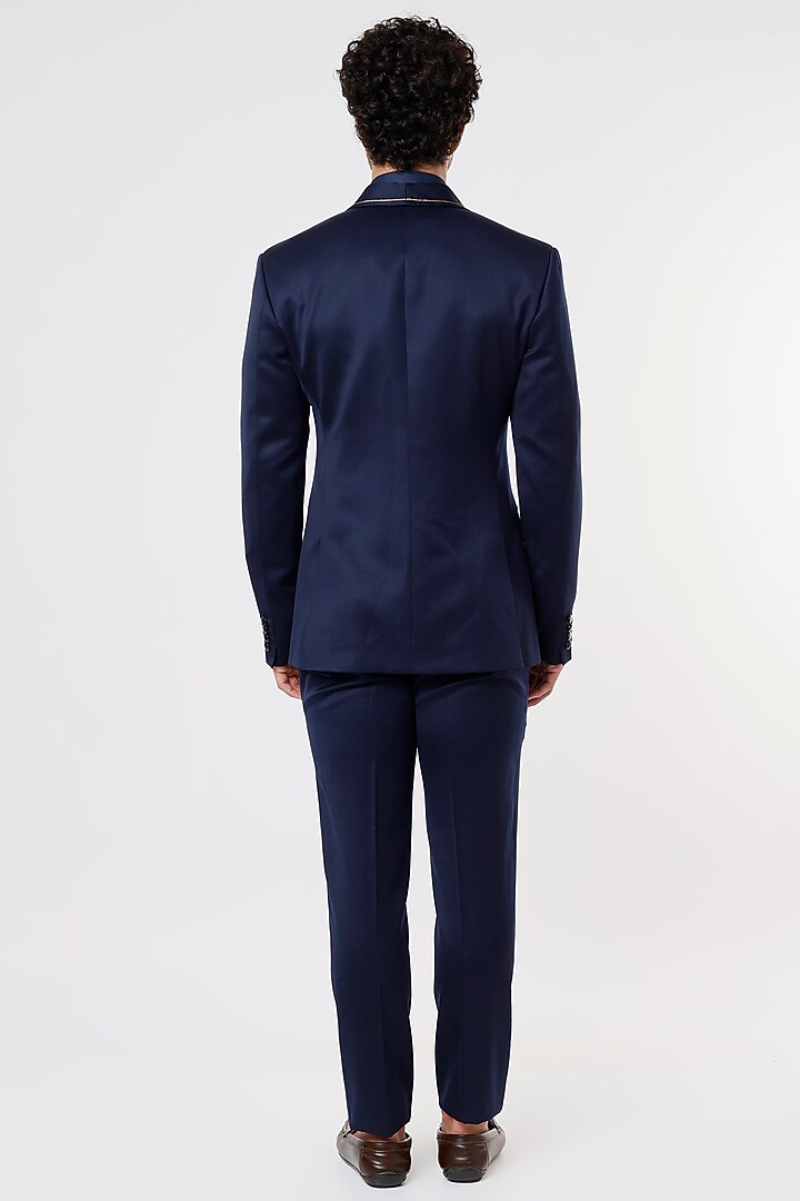 Cobalt Blue Embroidered Blazer Set by Prima Czar at Pernia's Pop Up Shop