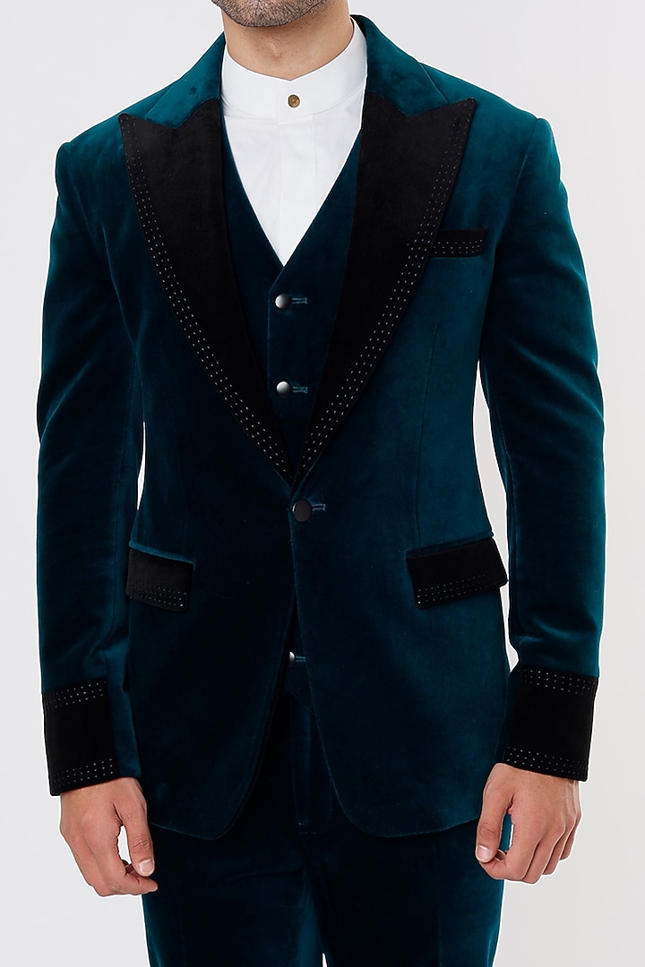 Cobalt Blue Cotton Blazer Set by Prima Czar at Pernia's Pop Up Shop